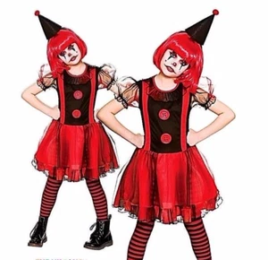 Girls FREAKY CLOWN Halloween Scary Horror Child Fancy Dress Costume Age 5-13 - Picture 1 of 8