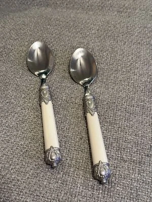 Home Essentials RENAISSANCE BONE Teaspoons Set of 2 Vintage - Image 1 of 4