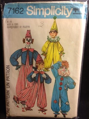Pattern Simplicity 7162 vintage kids clown costumes size 6-8 - Image 1 of 2
