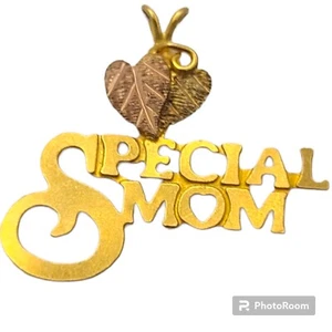 Black Hills Gold Landstrom ALL Solid Gold SPECIAL MOM leaf Pendant 10k/12k  - Picture 1 of 10