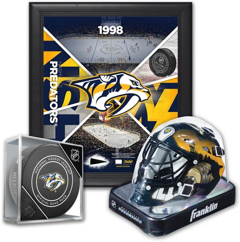 Nashville Predators Fan Bundle - With Team 15x17 Frame, Mini Goalie Mask & Puck Cover