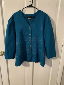 abito whirlaway, giacca colore teal con gonna taglia 20 - Foto 1 di 11