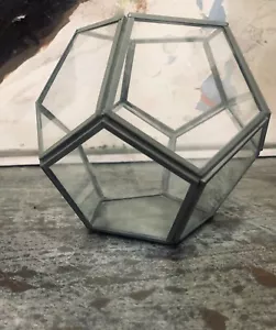 New Octagon Glass Metal Terrarium Planter Made In India Air Plants Succulents 7” - Picture 1 of 9