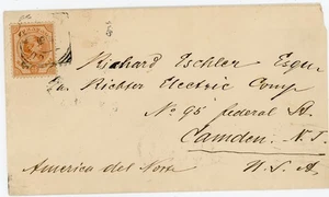Netherlands Antilles Sc#22(single frank)-CURACAO-6/6(1900)-TO USA-CAMDEN N.J. JU - Picture 1 of 3