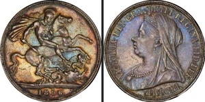 1896 Great Britain Queen Victoria Silver Crown PCGS AU53 LIX Edge Toned Stunning - Picture 1 of 5