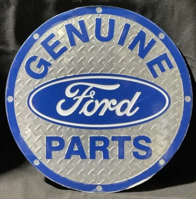 Ford Sign Genuine Ford Parts 24" Embossed Alum Diamond Plate US Made Garage @W - Image 1 of 3