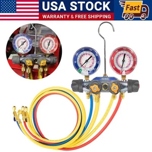 For Yellow Jacket 49968 4-Valve Test & Charging Manifold Gauges R-22,404A,410A - Picture 1 of 17