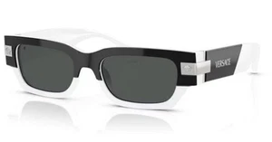 Gafas de sol rectangulares Versace VE4465 545987 53 mm negras blancas plateadas grises oscuros - Imagen 1 de 4