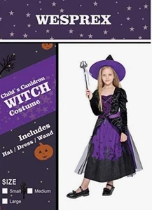 Costume strega calderone nuovo con scatola bambini Halloween bambina taglia piccola 4-6 - Foto 1 di 5