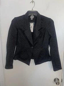 Nuevo con etiquetas Nuevo Blazer Worthington Moderno Tejido Para Mujer Gris Jaspeado Pequeño Recortado Preppy - Imagen 1 de 5