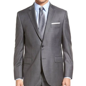 Peter Millar Mens Size 42 Tailored Flynn Grey Sharkskin Suit Jacket 100% Wool - Picture 1 of 11