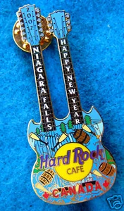 NIAGARA FALLS CANADA NEW YEAR WATERFALL BARRELS 02 GUITAR Hard Rock Cafe PINS - Picture 1 of 1