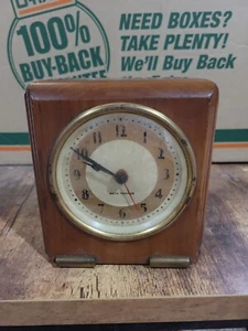 Vintage Working Seth Thomas Cat # 3672 Art Deco Style Wood Case Clock Works! - Picture 1 of 2