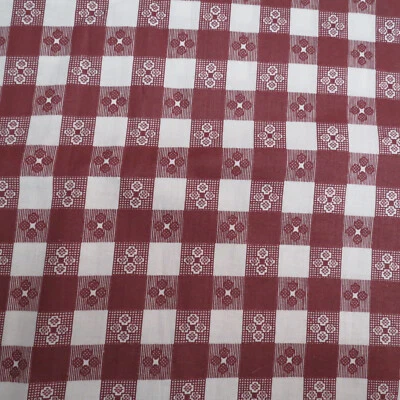 Cotton Quilt Fabric Craft Material Checkered Geometric Flowers 2 yd 22" #2171 - Image 1 of 3