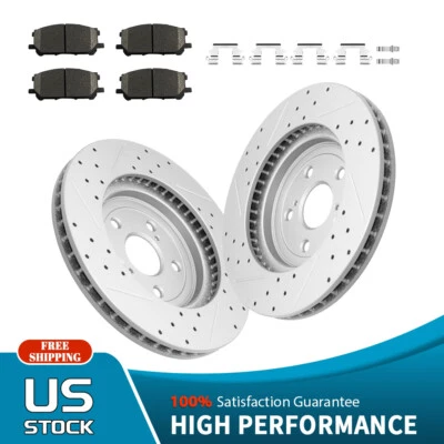 Front Drilled Rotors Ceramic Brake Pads for Lexus RX330 RX350 Toyota Highlander - Image 1 of 4
