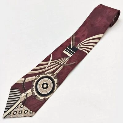 De Colección GIVENCHY MONSIEUR Corbata de Seda Geométrica Círculo Rayas Náutica Granate Rojo Dorado Foto 1 de 4