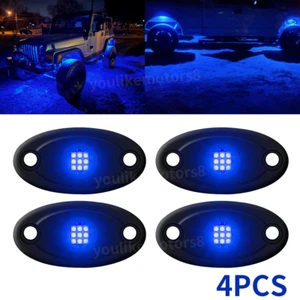 4Pods Blue LED Rock Lights Underbody Fit Chevy Silverado 1500 2500 1999-2022 - Picture 1 of 13