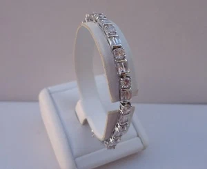 BRACCIALE TENNIS DONNA ARGENTO 925 DIAMANTE CREATO IN LABORATORIO 18ct / LUNGO 7,5'' - Foto 1 di 7