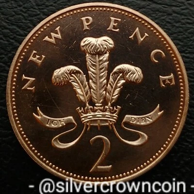 Gran Bretaña 🇬🇧 Reino Unido 2 peniques nuevos 1981 PRUEBA. KM#916. Moneda de 2 céntimos. Plumas galesas Foto 1 de 4
