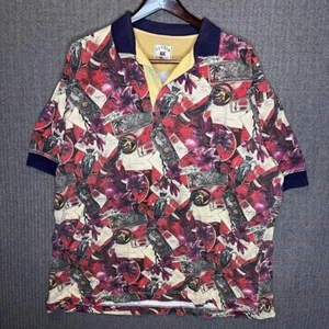 Cutter & Buck Polo Shirt Men's XLT Red All Over Print Vacation Beach Vintage  - Picture 1 of 7