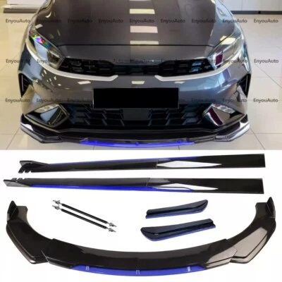 For Kia Forte Front Bumper Lip 86" Side Skirt Rear Bumper Lip Black Blue - Image 1 of 4