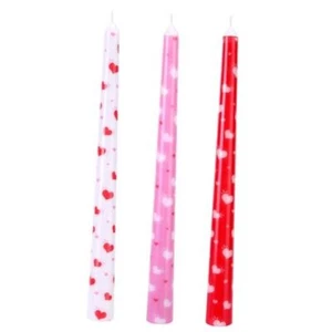 3 Pcs Valentines Heart Taper Candles-10 Unscented Valentine's Day Taper 3Pcs - Picture 1 of 8
