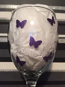 Mini/Kleiner Schmetterling GLITZER Vinyl Aufkleber Aufkleber ALLE FARBEN Weinglas - Bild 1 von 18