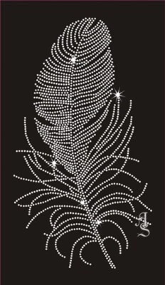 XXL Hotfix Strass Bügelbild Strasssteine Motiv riesige Feder Applikation 121218 - Bild 1 von 2