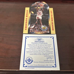 1996 Upper Deck Michael Jordan Jumbo Die-cut 1st 70 Win Card # 10529/15000 HOF - Picture 1 of 3