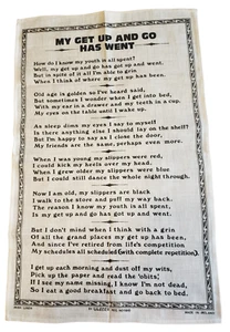 Vintage Tea Towel Kitchen Humorous Poetry Old Age Gag Gift Joke Barware A32-33 # - Picture 1 of 3