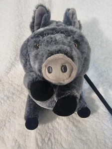 The Petting Zoo Pot Belly Pig Standing with Walking Stick Gray Plush Toy 10.5" - Picture 1 of 15