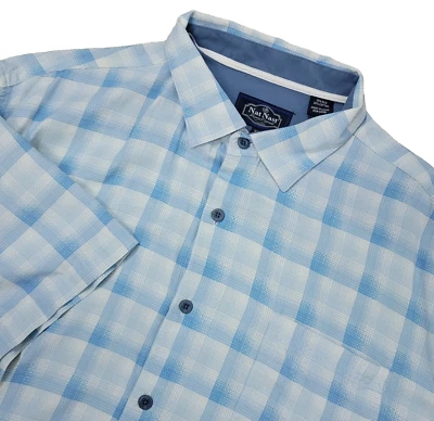 Nat Nast Luxury Originals Mens XL White Blue Button Up Silk Blend - Image 1 of 4
