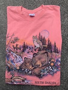 1993 South Dakota Animal Print Pink T-Shirt Size XL 