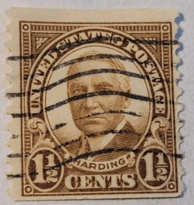 Sello postal de Estados Unidos ~ Warren Harding ~ 11/2¢ sello marrón ~ cancelado ~ c.1930 ~ P67 - Imagen 1 de 6