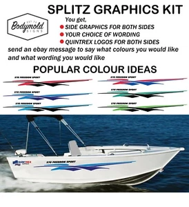 Quintrex Style SPLITZ Boat Graphics 1800mm long set - Picture 1 of 2