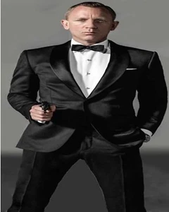 Celebs Style Skyfall Black Designer Wedding Grooms Casual Suit (Coat+Pants) UK - Picture 1 of 2