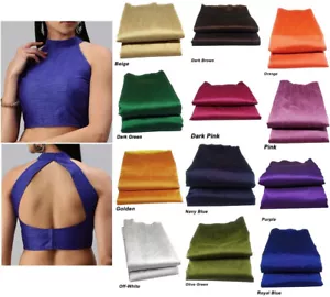 Dupion Slik Padded Blouse Ethnic Partywear Saree Blouse Bollywood Choli Crop Top - Picture 1 of 20