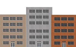 Edificios industriales frontales planos de fondo para diseño de tren modelo a escala de O - Imagen 1 de 7