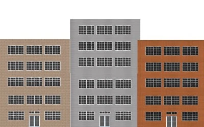 Background Flat Front Industrial Buildings for HO Scale Model Train Layout - Image 1 of 4