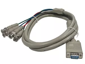 Cable adaptador de video VGA de 15 pines RGB/H+V a D-Sub de alta calidad de 6 pies con 4 BNC Con - Imagen 1 de 5