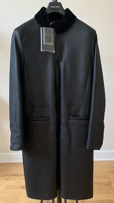 Nuevo abrigo de piel de oveja negro de lujo GIORGIO ARMANI de $6525  Foto 1 de 4