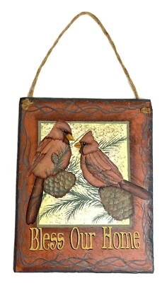 "Bless our Home" CARDINAL BIRDS   8 x 10 WALL HANGING   Angela Anderson Designs - Image 1 of 4