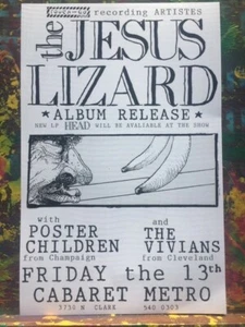 Rare Vintage 1990's THE JESUS LIZARD -HEAD ep release show CHICAGO 11x17 Flyer - Picture 1 of 1