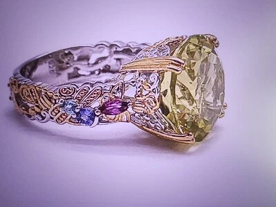 Anillo Michael Valitutti Plata 925 Vermeil Limón Cuarzo Multistone Talla 8 Nuevo sin Etiquetas Foto 1 de 4