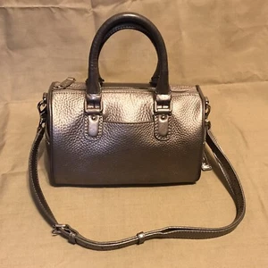 Cole Haan Metallic Silver Carry-all Satchel Shoulder Purse 11x10x6" - Picture 1 of 12