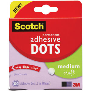 Scotch Permanent Adhesive Dots-Medium Craft .3" 300/Pkg, 010-3M-300M