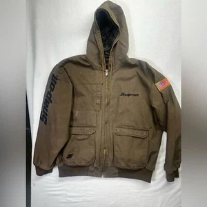 Snap On Vintage Brown Bomber Mechanics Jacket Duck Canvas Mens 2XL Hooded Tools - Picture 1 of 12