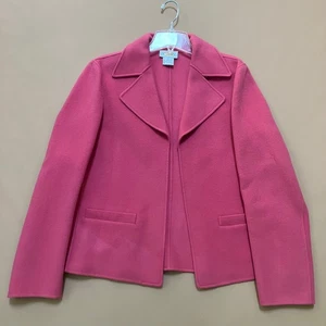 Talbots Women's Pink 100% Wool Open Front Blazer Jacket Size 12 Career Work - Picture 1 of 8