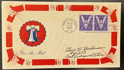905 Win the War FDC 1942 Cachet por Bradie Buchanan “Via correo aéreo”. Foto 1 de 3