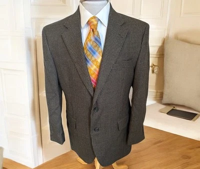 Jos A Bank Green Houndstooth Plaid Wool Sport Coat Jacket Blazer Sz 40R - Image 1 of 4